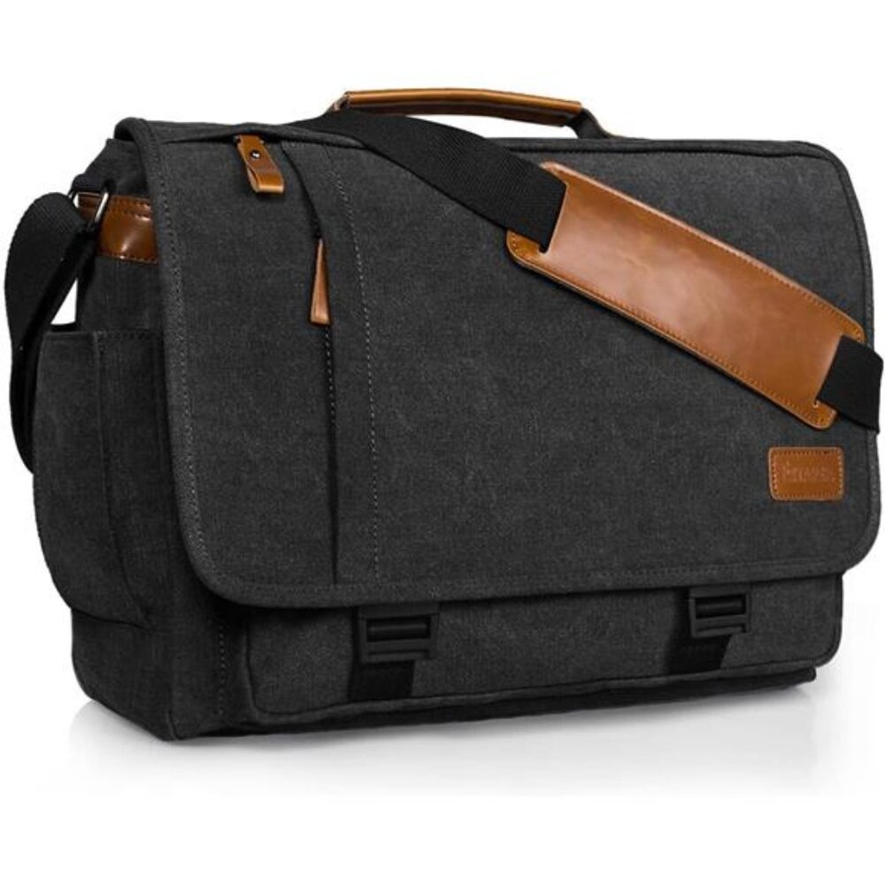 Mens Laptop Messenger Bag 15.6 Inch Water Resistant Canvas Work Shoulder Briefca